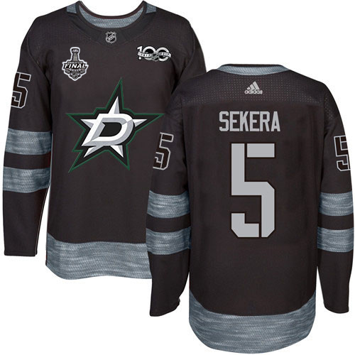 Men Adidas Dallas Stars 5 Andrej Sekera Black 1917-2017 100th Anniversary 2020 Stanley Cup Final Stitched NHL Jersey